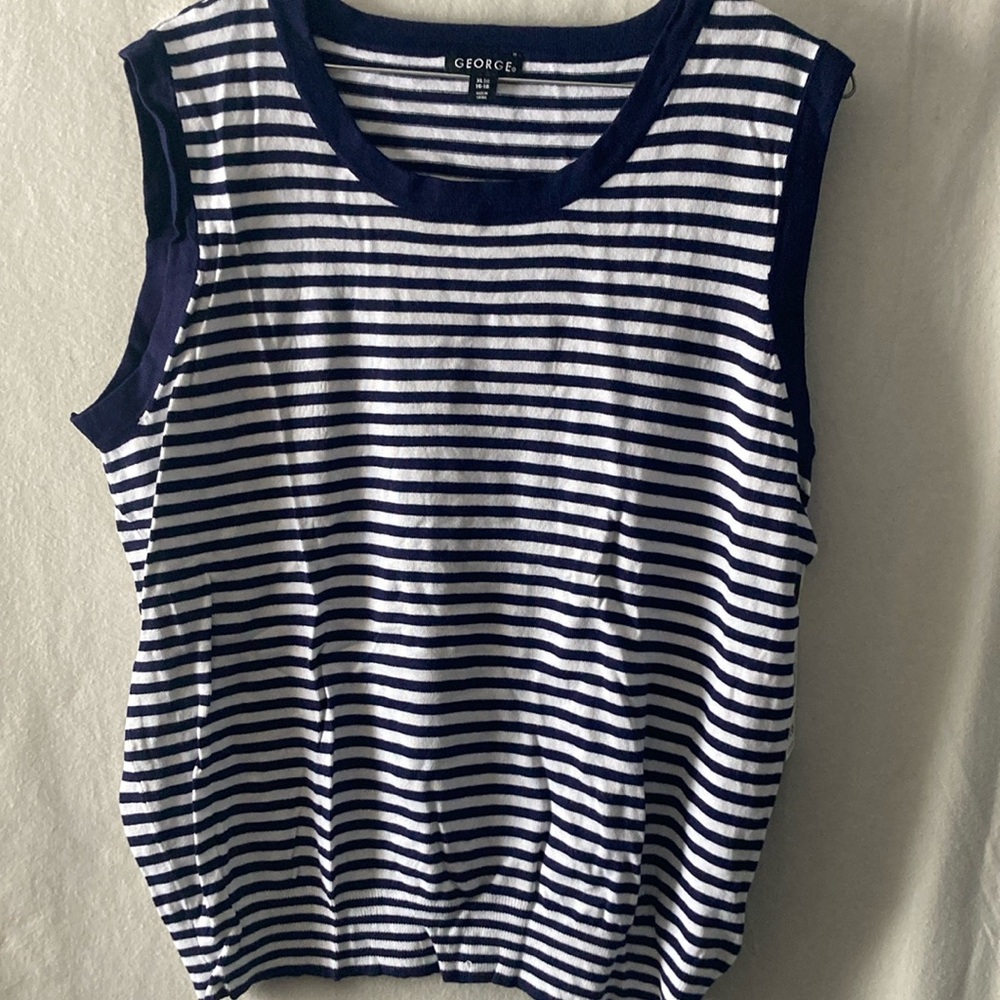 NWT George Navy and White Striped Top